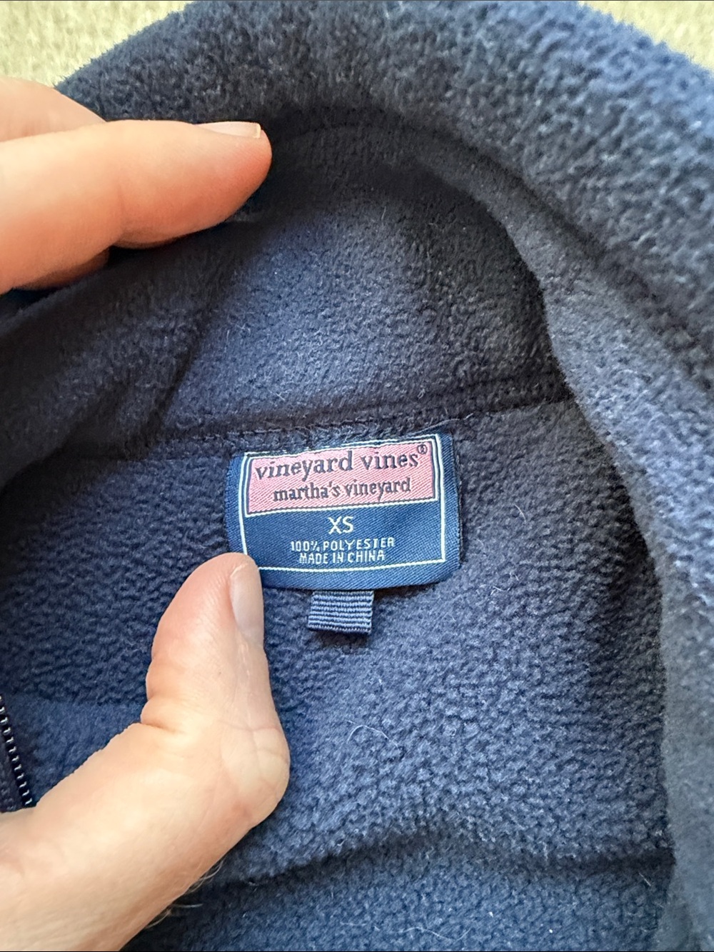 Vineyard Vines Navy Fleece Zip-Up Vest - Picture 4 of 7